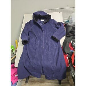 Vintage LL Bean Womans Coat Purple XL  Wool Alpaca Hooded Maxi Coat Fur Trim